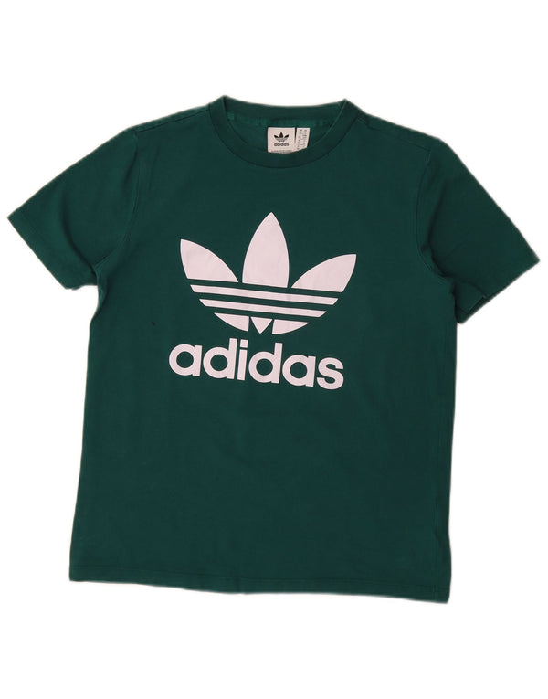 Damska koszulka graficzna Adidas Top UK 10 Small, zielona bawełna