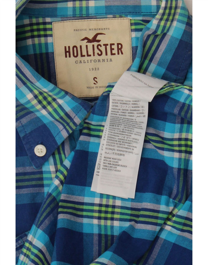 Koszula męska Hollister w małą niebieską kratę, bawełniana