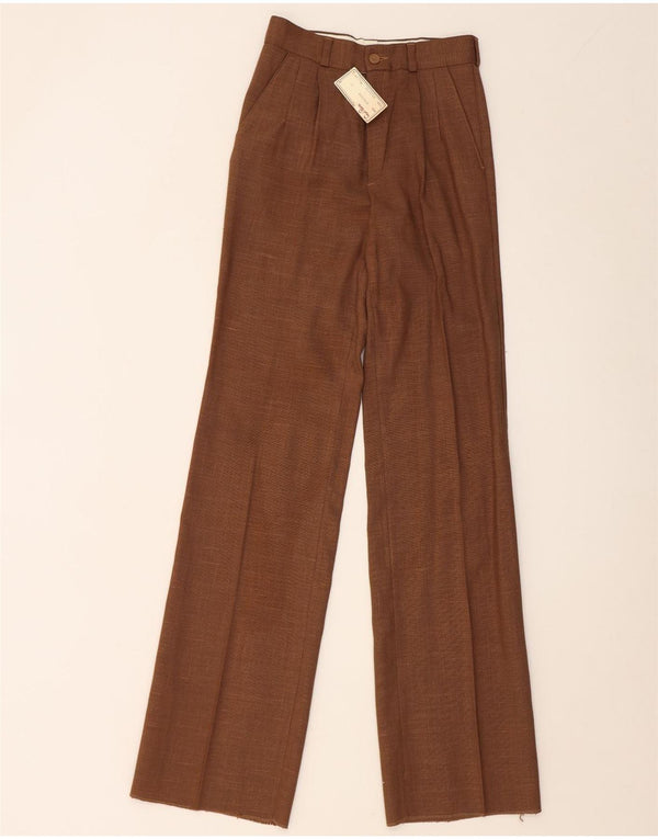 Damskie spodnie garniturowe Gio Renzi z wysokim stanem IT 42 Medium W24 L34 brązowe