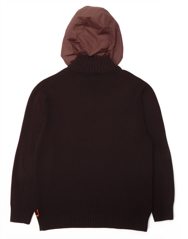 Męski sweter rozpinany z kapturem Hugo Boss 2XL, brązowa bawełna