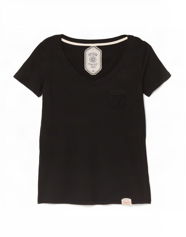 T-shirt damski Superdry Top UK 10, mały, czarny, bawełniany