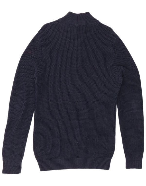 CREW CLOTHING Damski sweter zapinany na zamek UK 14, średni granatowy, bawełniany