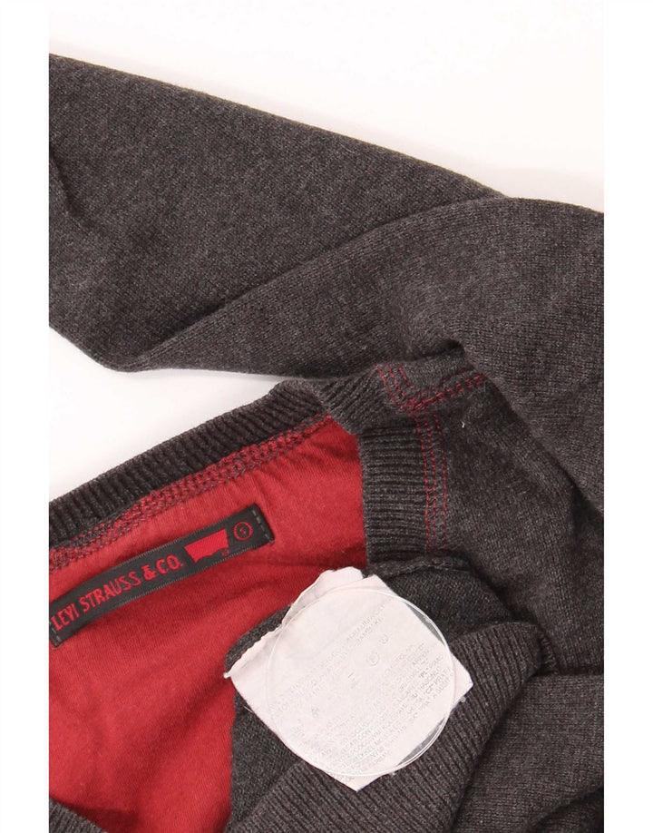 Męski sweter Levi's z dekoltem w kształcie litery V, mały, szary, bawełniany