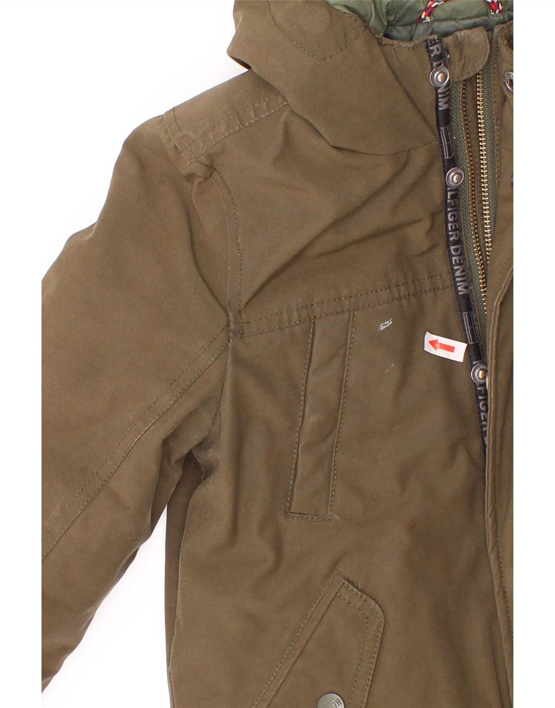 Tommy Hilfiger Chłopięca kurtka parka z kapturem, 5-6 lat, khaki, poliester