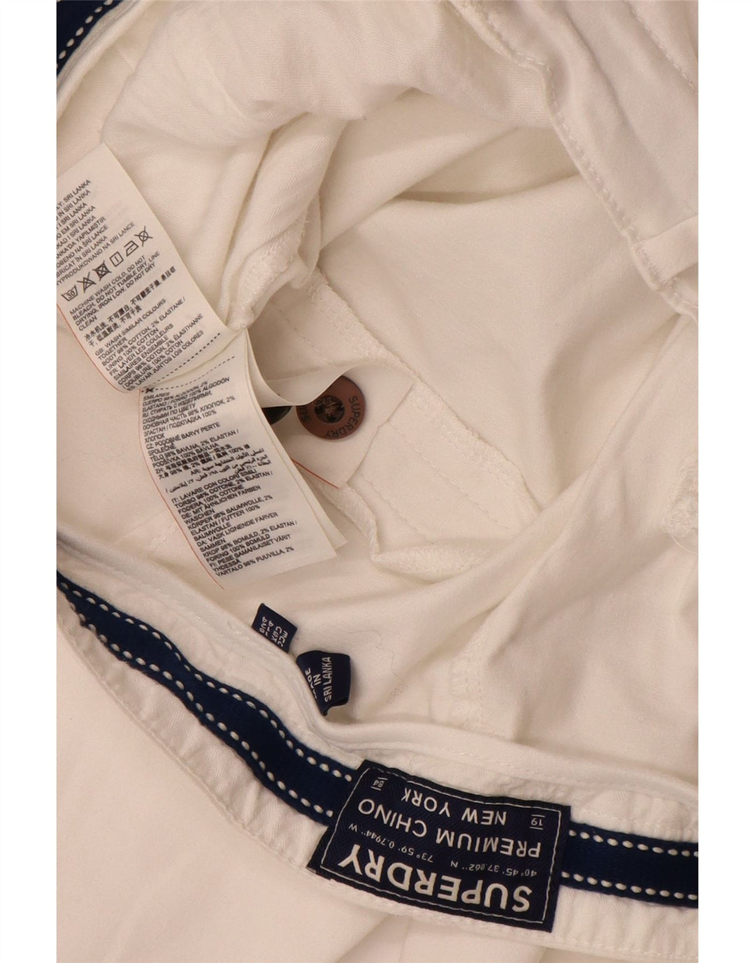 SUPERDRY Damskie spodnie typu chino UK 16 Large W34 L29 Biała bawełna