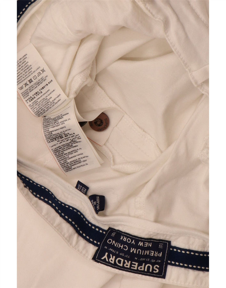 SUPERDRY Damskie spodnie typu chino UK 16 Large W34 L29 Biała bawełna
