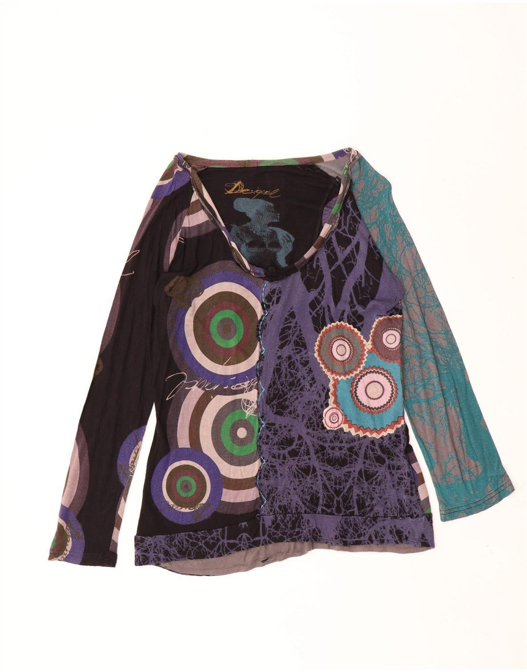 Damski top tunikowy Desigual w abstrakcyjny wzór UK 18 XL, wielobarwna wiskoza