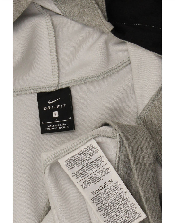 Męski sweter z kapturem i zamkiem błyskawicznym Nike Dri Fit, duży, szary, nakrapiany poliester
