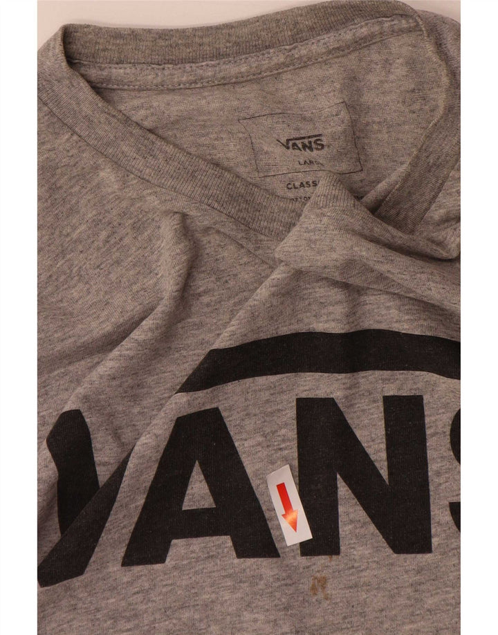 Męski top Vans o klasycznym kroju z grafiką, z długim rękawem, duży, szary, z bawełny w cętki