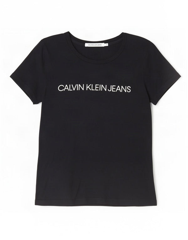 Damska koszulka graficzna Calvin Klein Jeans Top UK 12, średnia, granatowa, bawełniana
