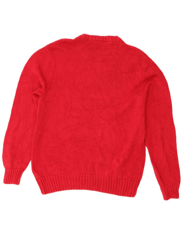 Męski sweter z wycięciem pod szyją Chaps, duży, czerwony, bawełniany