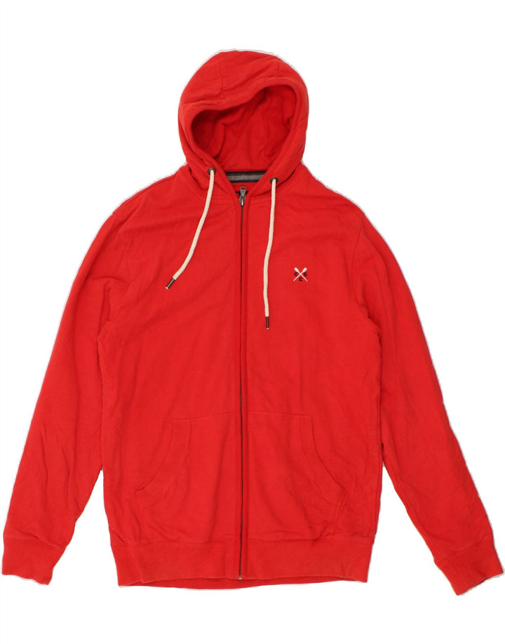 CREW CLOTHING Mens Zip Hoodie Sweater Medium Red Cotton Vintage Crew Clothing and Second-Hand Crew Clothing from Messina Hembry 