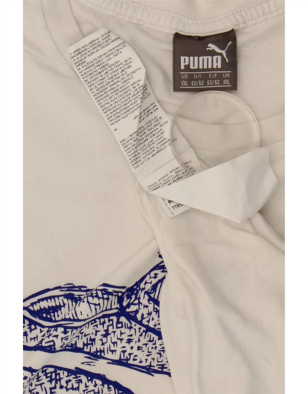 Męska koszulka z grafiką Puma Top 2XL Biała bawełna