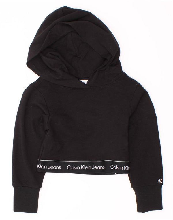 Dziewczęcy sweter z kapturem i grafiką Calvin Klein, 3-4 lata, czarna wiskoza