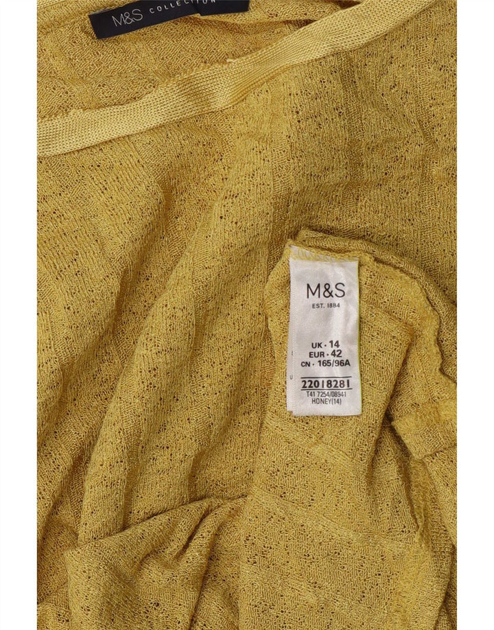 Marks & Spencer Damski top z długim rękawem, UK 14, duży, żółty poliester