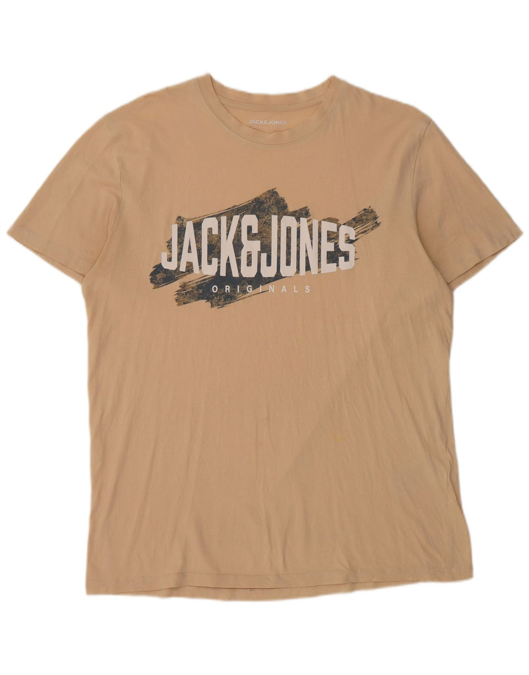 Męska koszulka z grafiką JACK & JONES, XL, beżowa, bawełniana