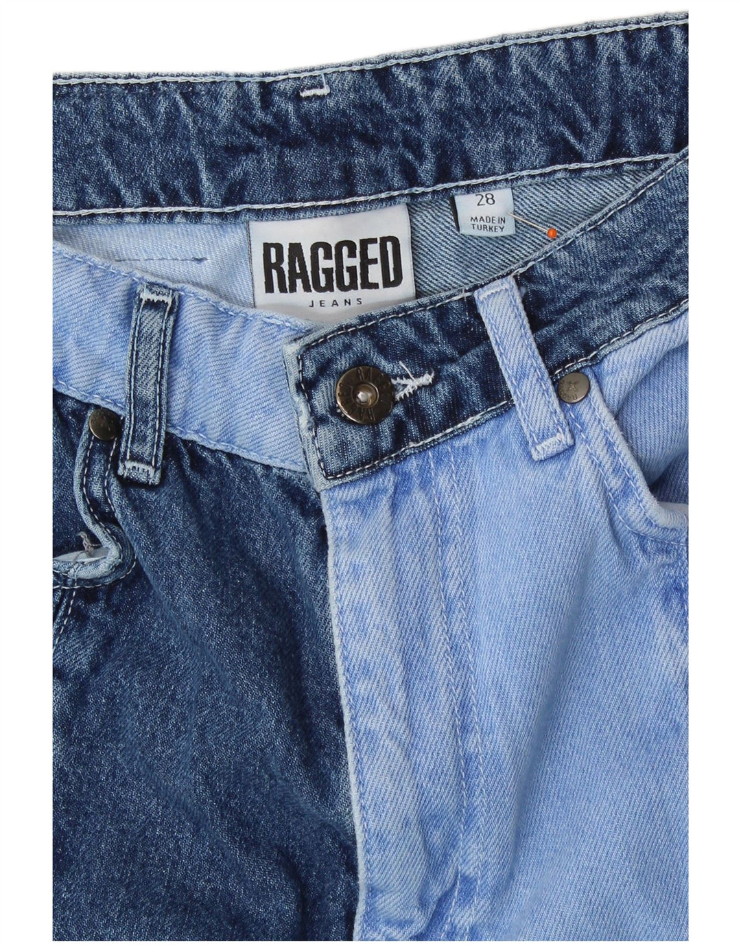 Dżinsy damskie proste VINTAGE W28 L28 Niebieskie patchworkowe bawełniane retro