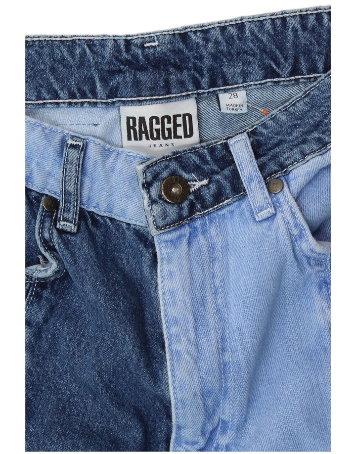 Dżinsy damskie proste VINTAGE W28 L28 Niebieskie patchworkowe bawełniane retro