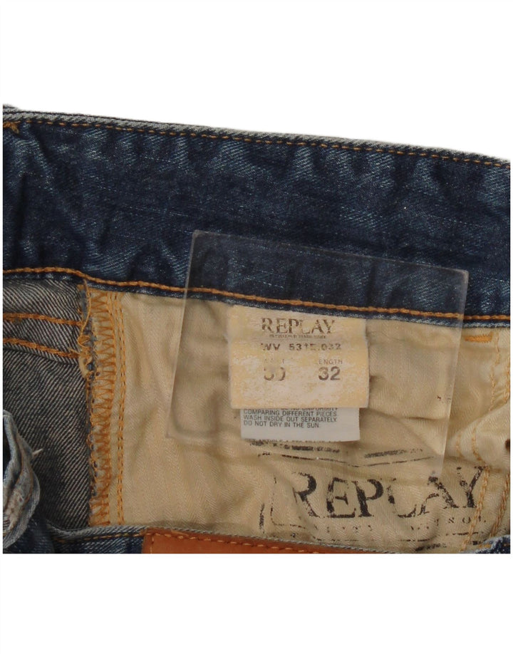 Damskie jeansy Bootcut Replay W30 L32 Niebieskie bawełniane