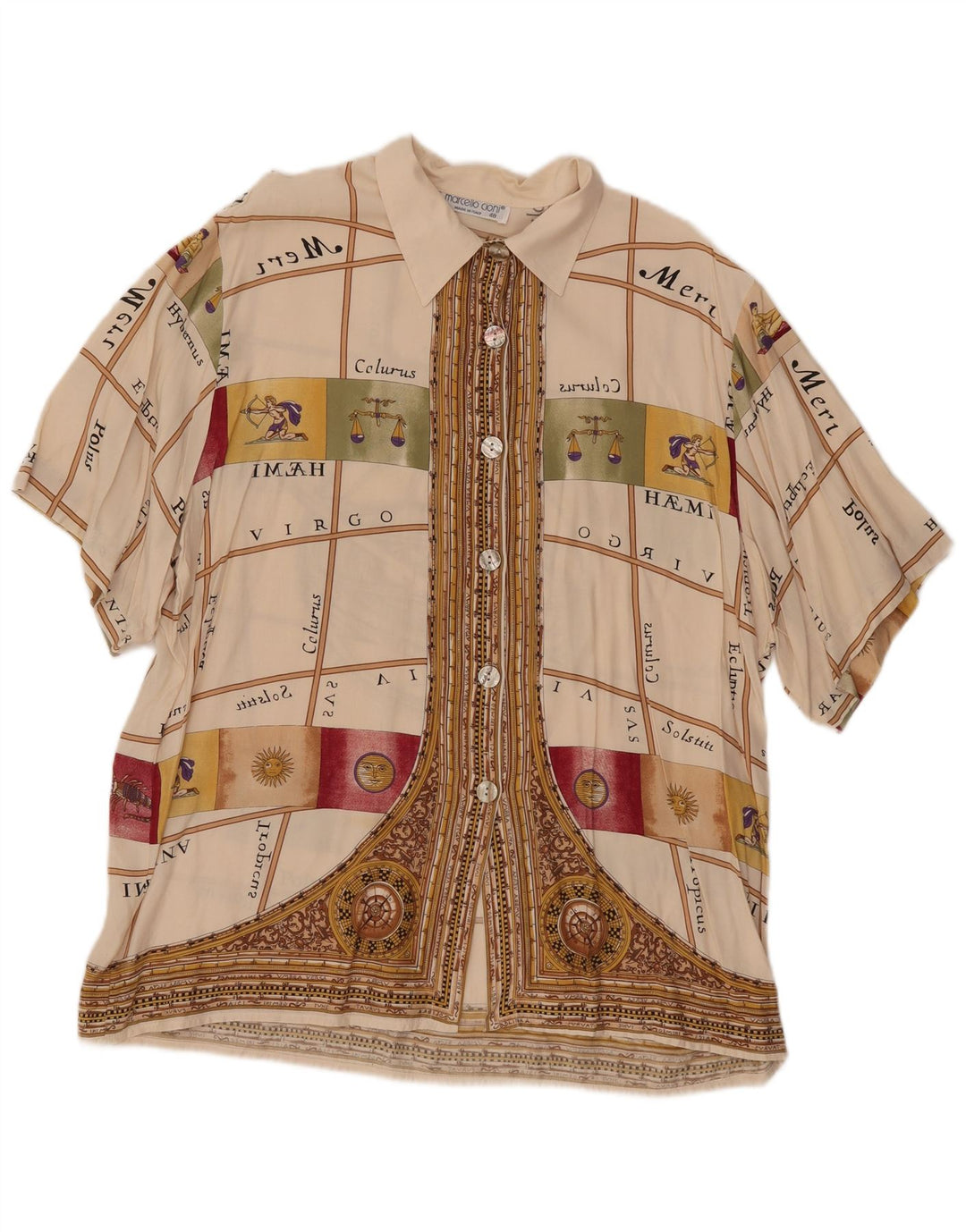 MARCELLO CIONI Damska bluzka koszulowa z grafiką IT 48 XL w kolorze złamanej bieli