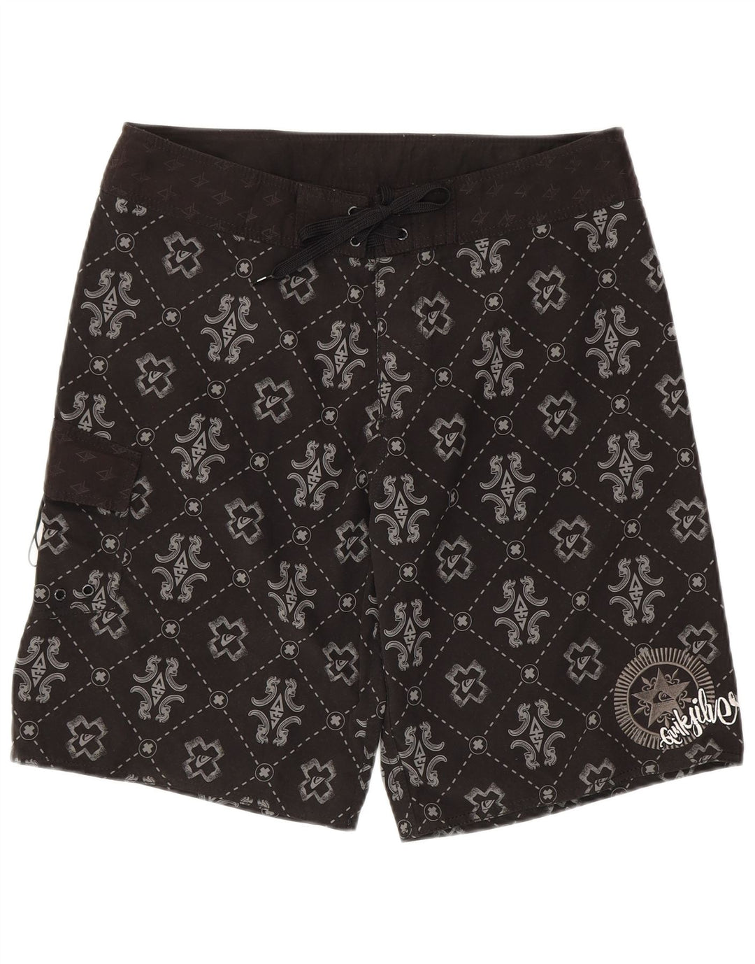 Męskie spodenki kąpielowe Quiksilver z grafiką, duży czarny geometryczny poliester
