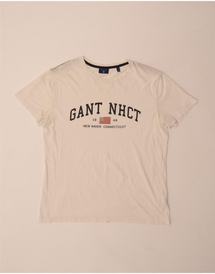 Męski T-shirt z grafiką GANT, duży, biały, bawełniany
