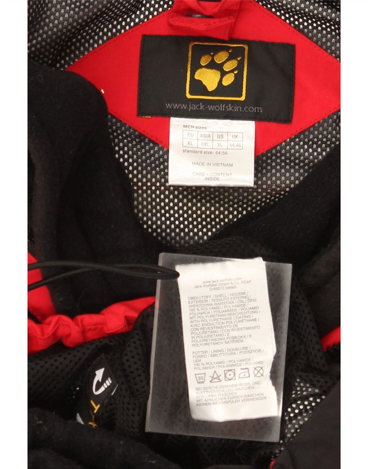 Męska kurtka przeciwdeszczowa Jack Wolfskin UK 44/46 XL, czerwony poliamid z blokami kolorów