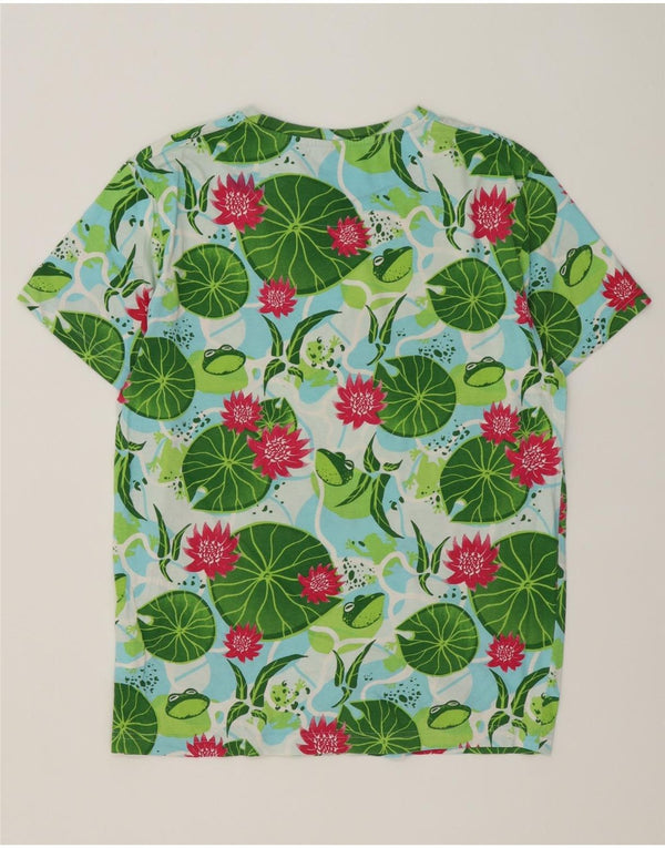 Cropp Mens Regular Fit T-Shirt Top Large Green Floral Cotton