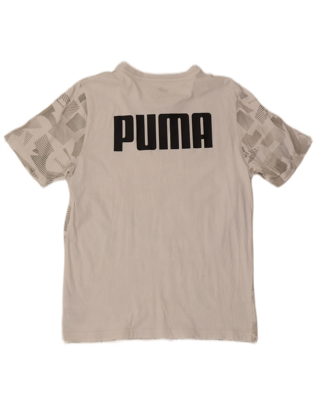 Męska koszulka z grafiką Puma, średnia biała, geometryczna bawełna