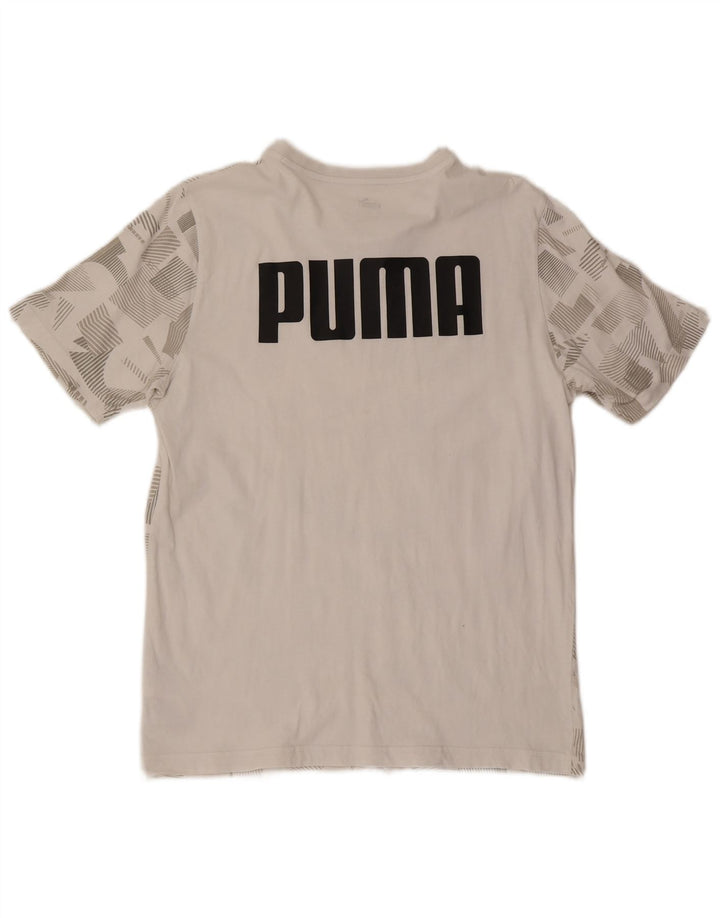 Męska koszulka z grafiką Puma, średnia biała, geometryczna bawełna