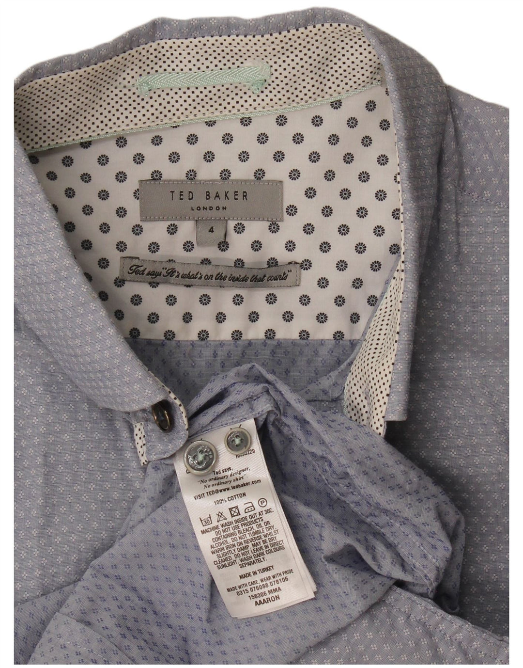 Koszula męska Ted Baker w abstrakcyjny wzór, rozmiar 4, duża, niebieska, bawełniana