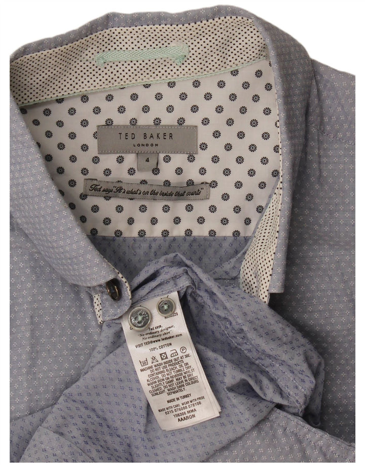 Koszula męska Ted Baker w abstrakcyjny wzór, rozmiar 4, duża, niebieska, bawełniana