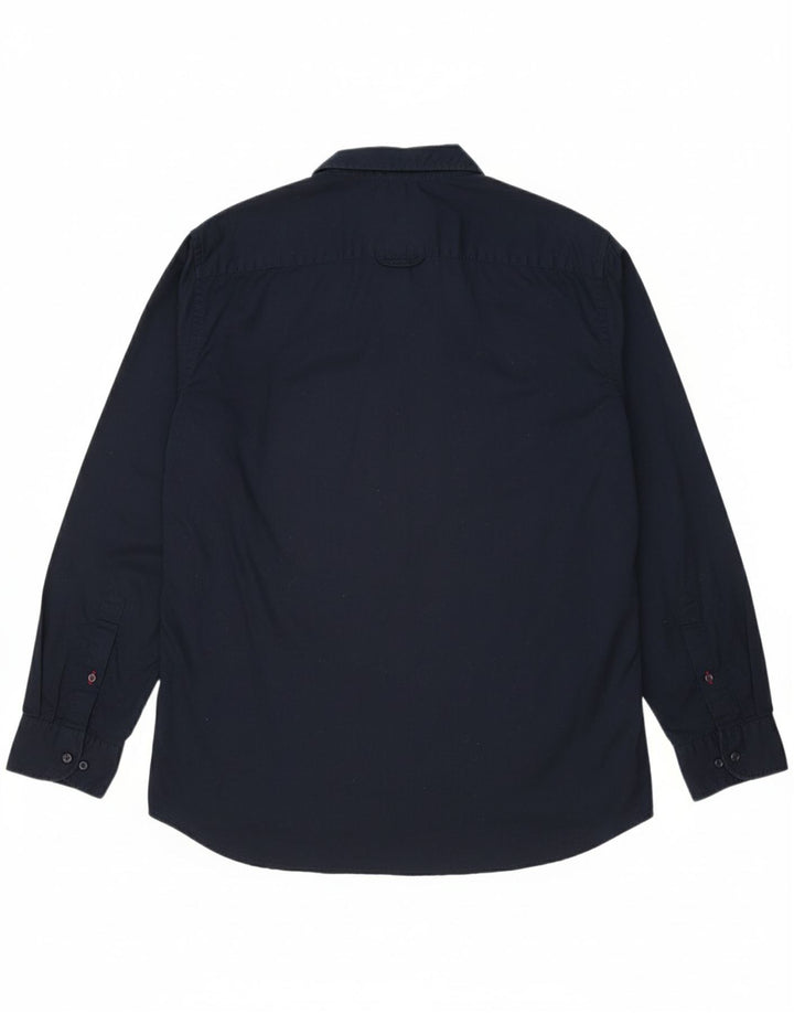 TOMMY HILFIGER Mens Flex Regular Fit Shirt Large Navy Blue Cotton