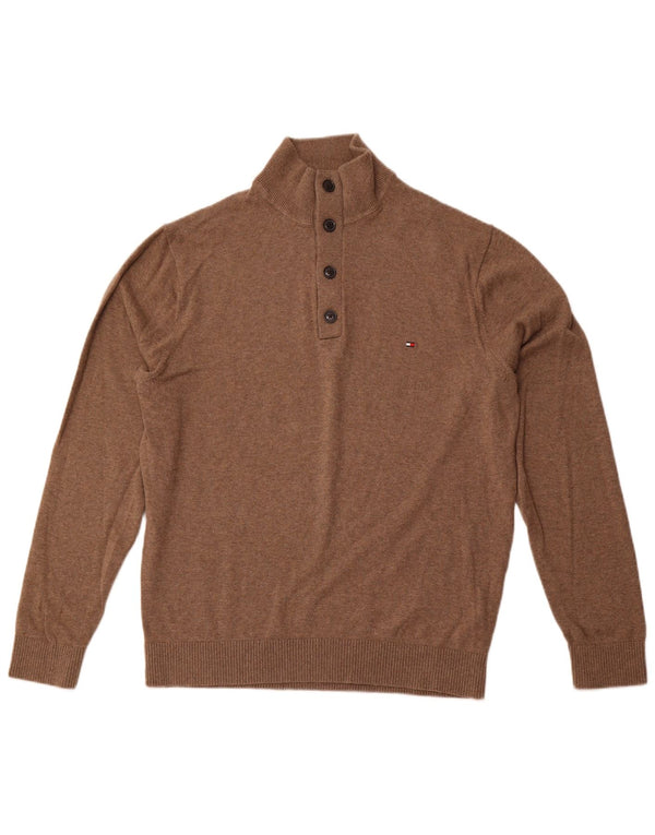 TOMMY HILFIGER Męski sweter zapinany na guziki, 2XL, brązowy, bawełniany