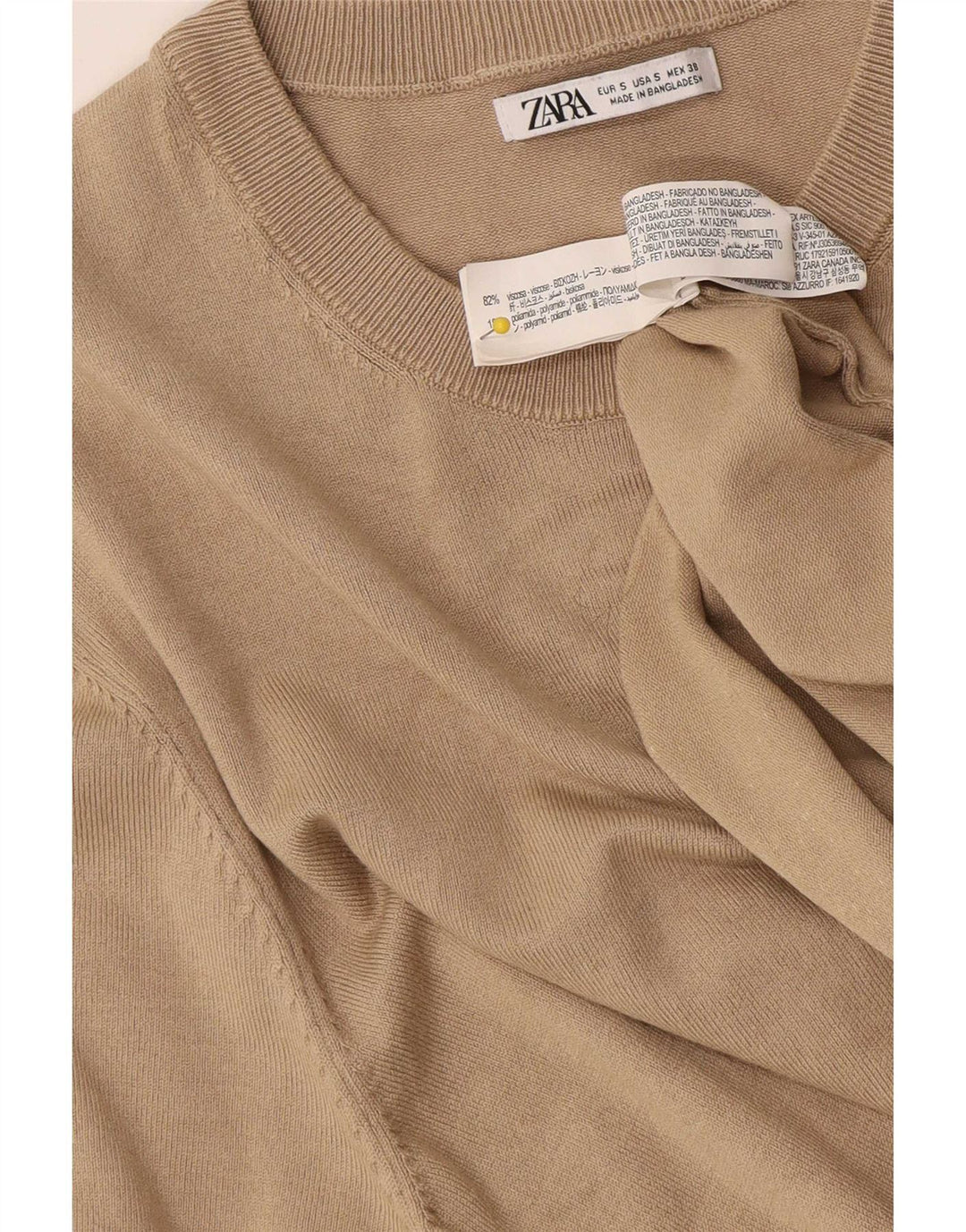 Męski T-shirt Zara Top Small Beżowa Wiskoza