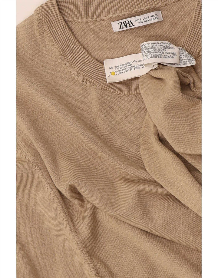 Męski T-shirt Zara Top Small Beżowa Wiskoza