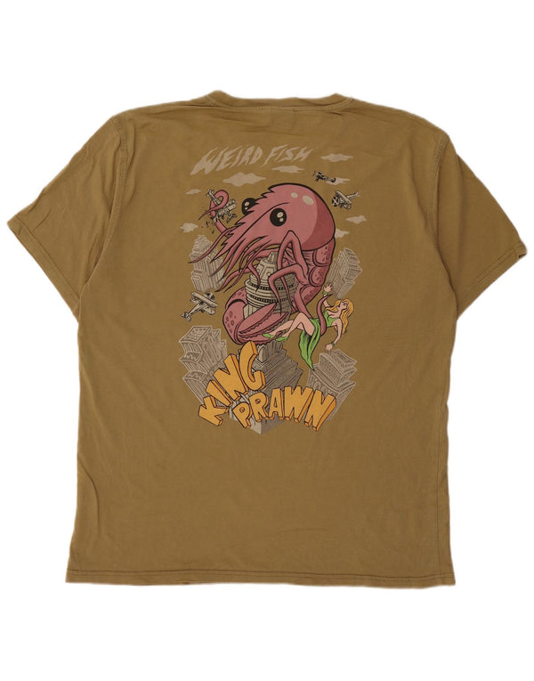 Weird Fish Mens Graphic T-Shirt Top Medium Khaki Cotton