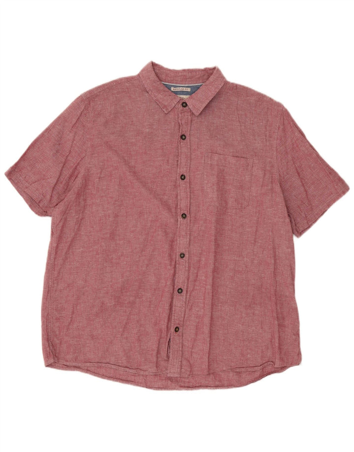 Koszula męska Fat Face z krótkim rękawem i regularnym krojem, 2XL, czerwona, bawełniana