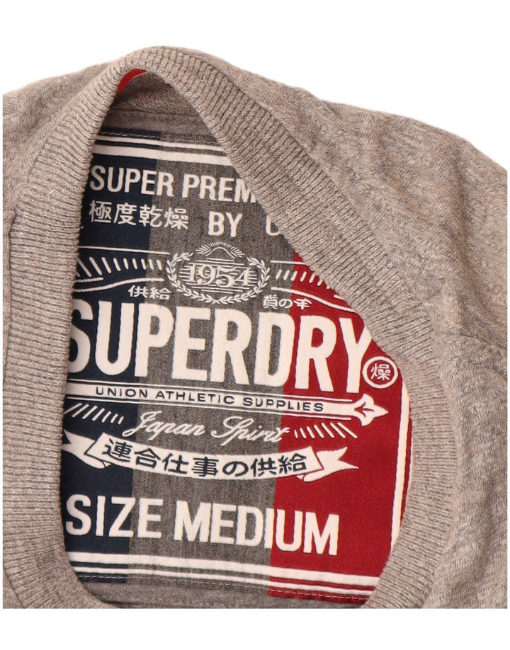 Męska koszulka z grafiką SUPERDRY, średnia szara bawełna