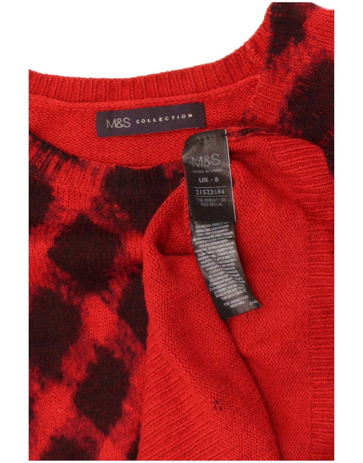 Marks & Spencer Damski sweter z dekoltem w łódkę, UK 8, mały, czerwony