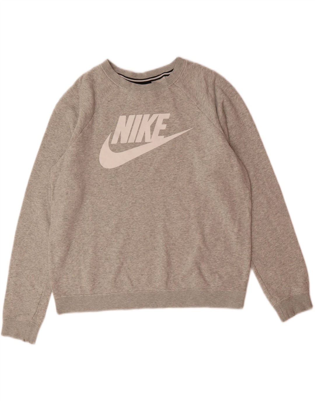 NIKE Womens Graphic Sweatshirt Jumper UK 14 Medium Grey Cotton Vintage Nike and Second-Hand Nike from Messina Hembry 