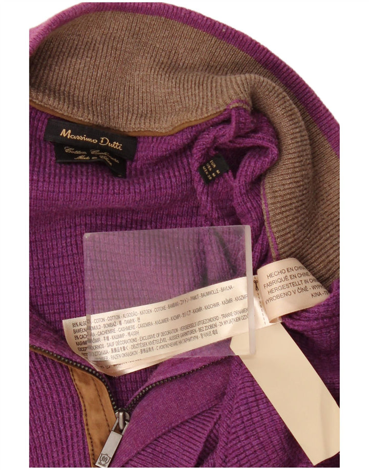 Męski sweter zapinany na zamek Massimo Dutti, średniofioletowy, bawełniany