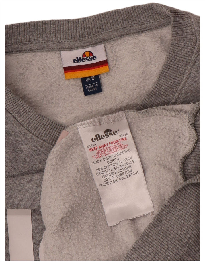 Damska bluza dresowa Ellesse z grafiką oversize, UK 8, mała, szara bawełna