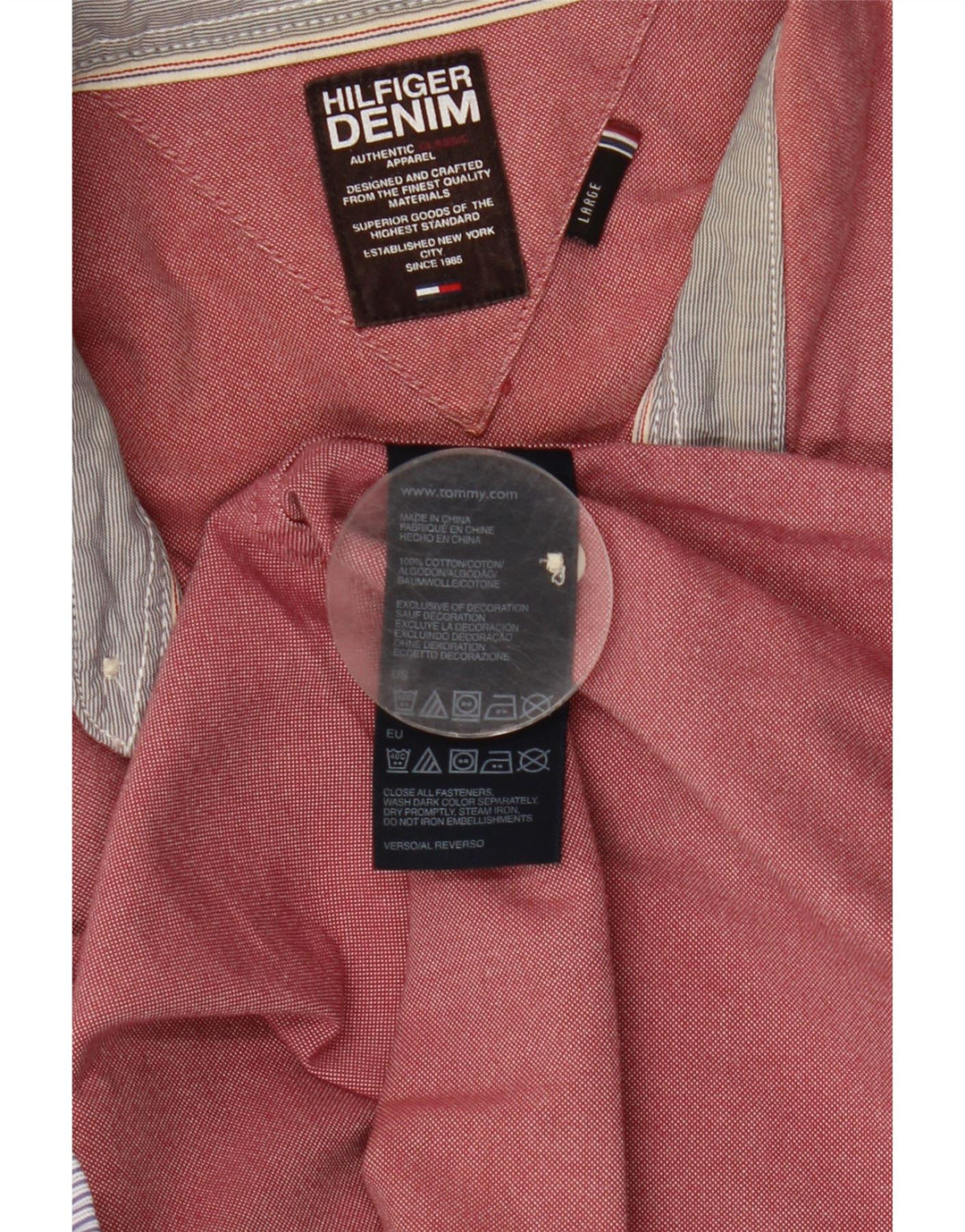 Koszula męska Tommy Hilfiger, duża, różowa, bawełniana