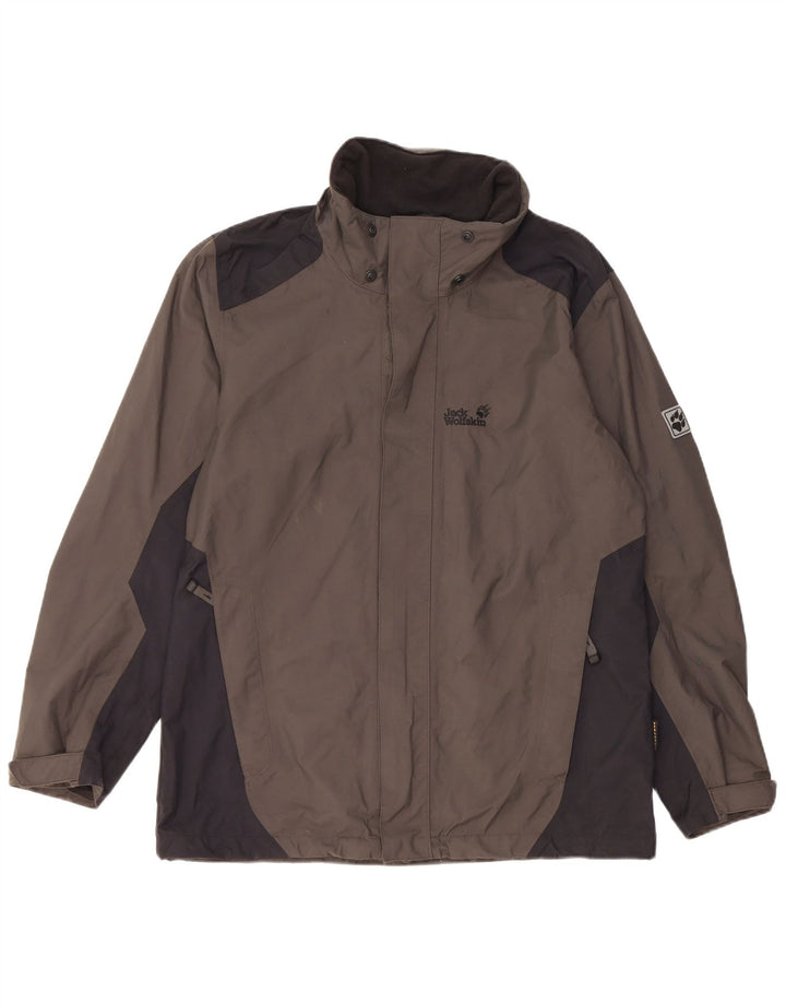 Męska kurtka przeciwdeszczowa Jack Wolfskin UK 36/38 Średni szary, blokowy poliamid
