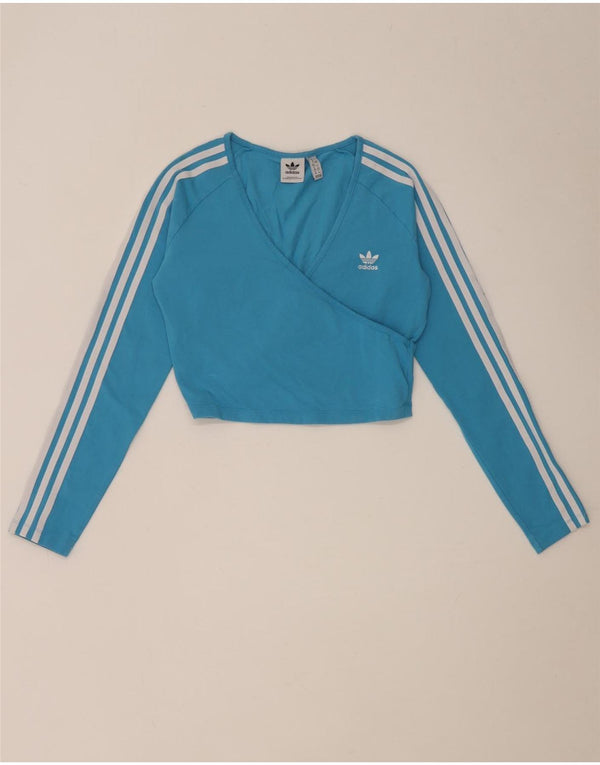 Damski top Adidas z długim rękawem, UK 12, średni niebieski, bawełniany