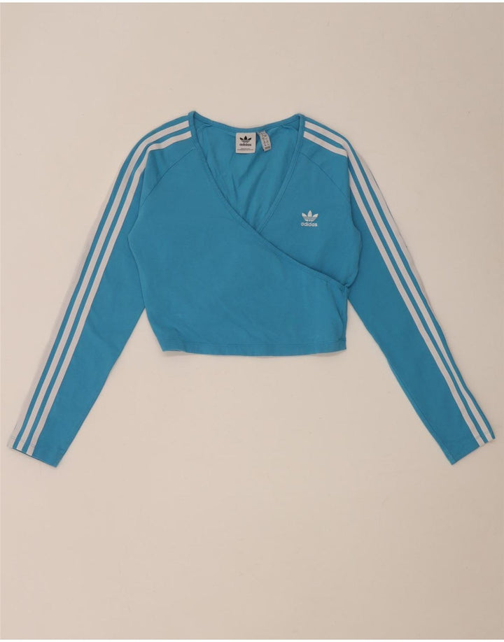 Damski top Adidas z długim rękawem, UK 12, średni niebieski, bawełniany