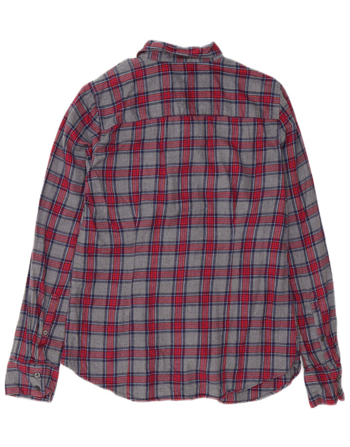 Damska koszula flanelowa J. Crew UK 10 w małą szarą kratkę, bawełniana