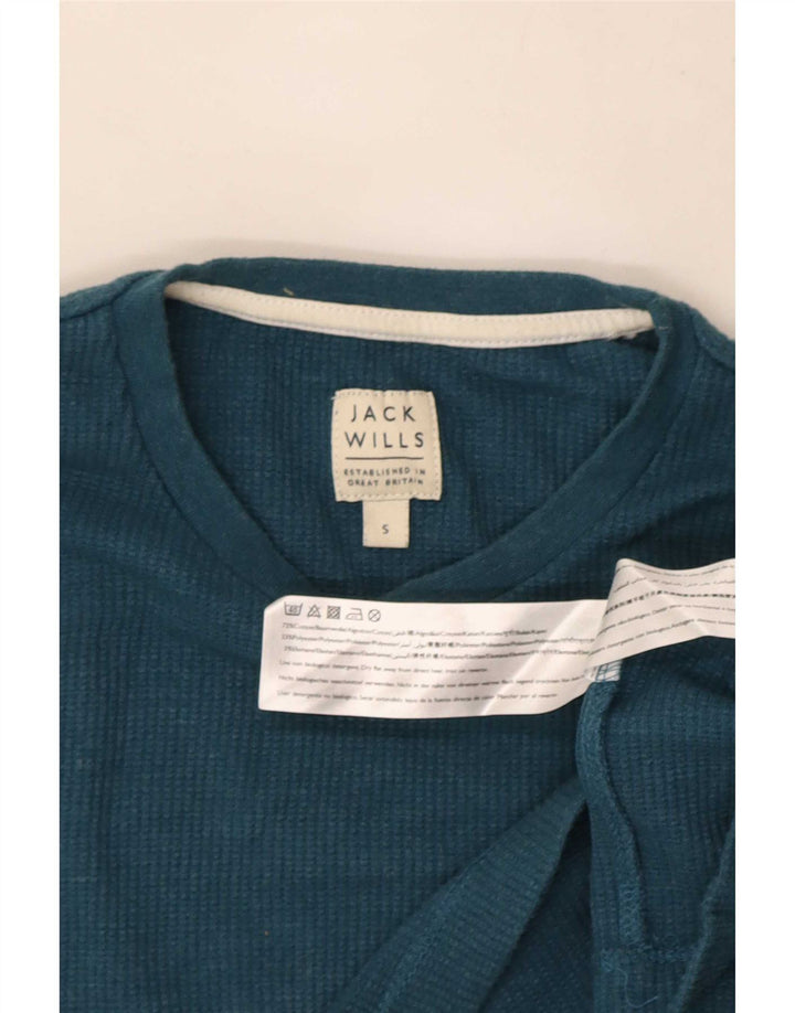 Jack Wills Męski top z długim rękawem, mały, niebieski, bawełniany