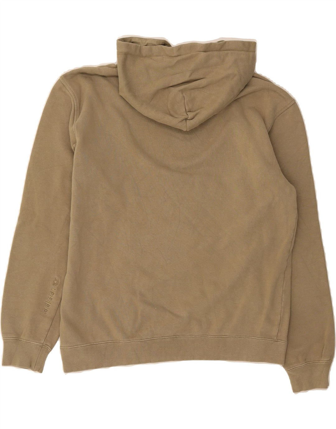 ADIDAS Mens Graphic Hoodie Jumper Medium Beige Cotton Vintage Adidas and Second-Hand Adidas from Messina Hembry 